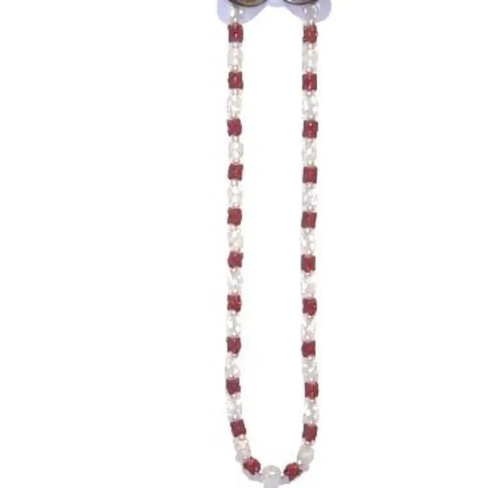 Star Beaded Red, White and‎ Pearl Necklace